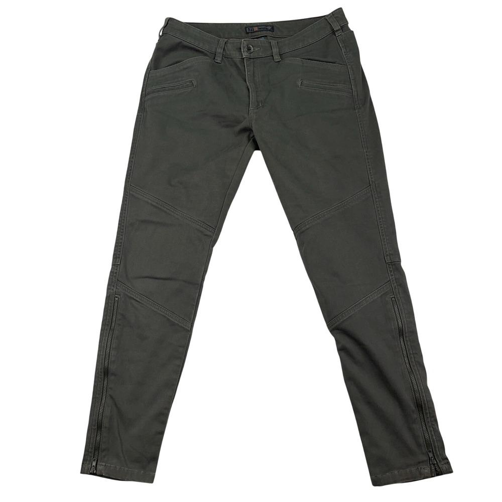 5.11 Tactical Womens Olive Green Moto Zipper Skinny Pants Size 10 Regular